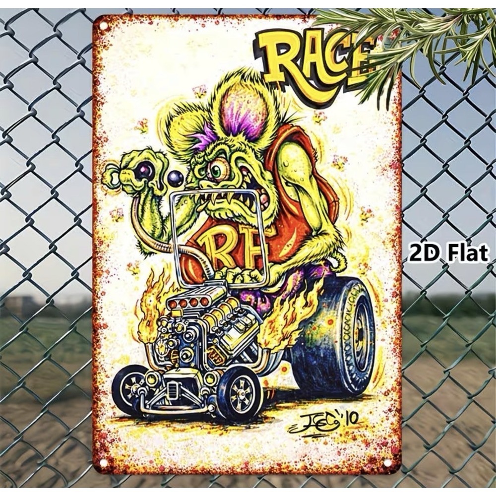 Sign Rat Fink Tin Wall Metal 8X12 Hot Rod Garage Vintage Racing Man Cave Bar New